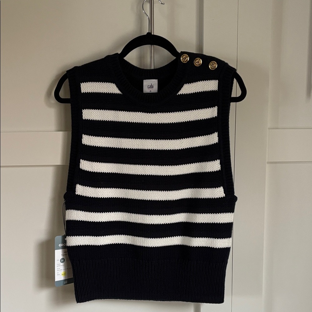 CAbi Navy and White Too Sail Vest